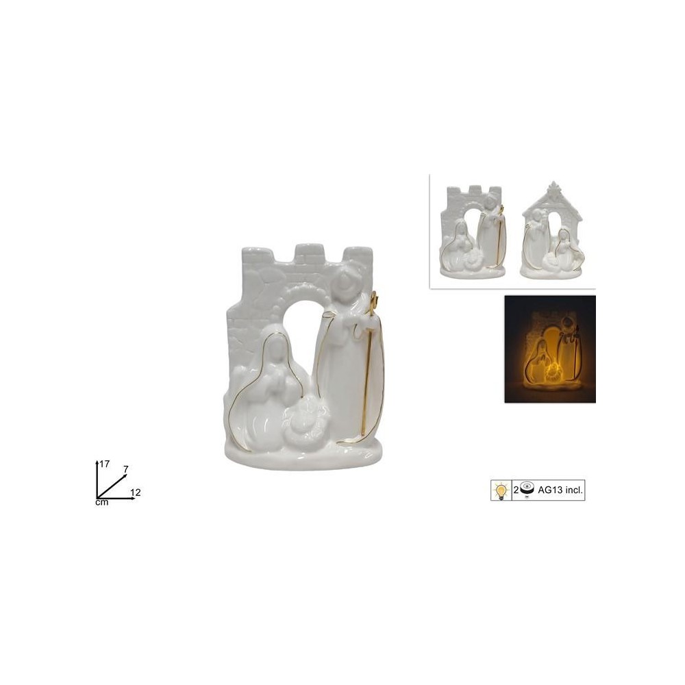 SCENARIO NATIVITA' 17 CM DECORI ORO LUCE 2 ASSORTITI